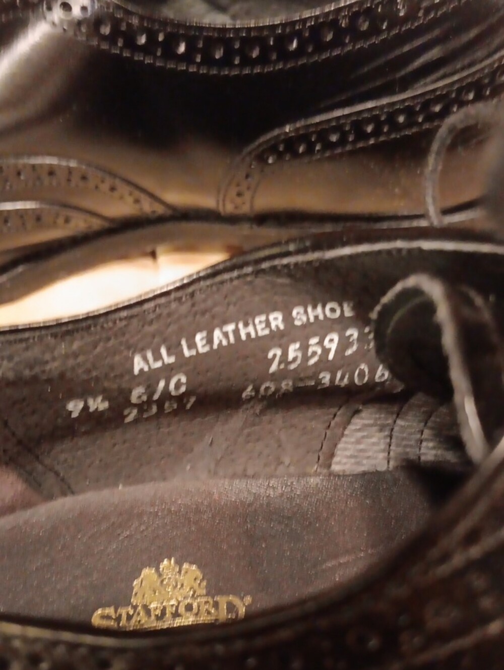 Stafford Black Leather Wingtip Oxfords